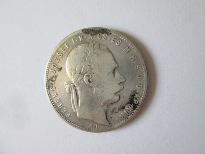 An rar! Ungaria 1 Forint 1880 K.B. argint 900,diametrul=29 mm,greutate=12,10 grame