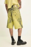 CAMPERLAB pantaloni scurti din bumbac culoarea galben, AU00007.005