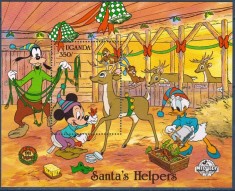 Uganda MNH 1988 - Disney desene animate Craciun - colita