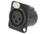 Soclu XLR Mamă 3 Pin Negru cu Buton Lipire 16A