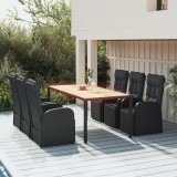 vidaXL Set masă pentru grădină, 7 piese, negru, poliratan/lemn acacia 3157610