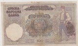 BANCNOTA 100 DINARI 1 MAI 1941 SERBIA/F