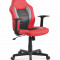 Scaun de birou pentru copii, tapitat cu piele ecologica si stofa Nemo Red / Black, l59xA60xH90-100 cm
