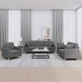 vidaXL Set de canapele cu perne, 3 piese, gri &icirc;nchis, textil