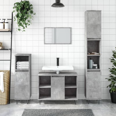 vidaXL Dulap pentru baie, gri beton, 80x33x60 cm, lemn compozit 831632 foto