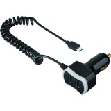 Incarcator auto Hama 14154 Triple Power, micro USB, Negru, 2xUSB