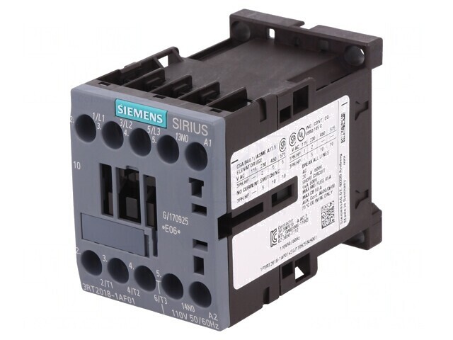 Contactor 3P 17A 110VAC 3RT2018-1AF01
