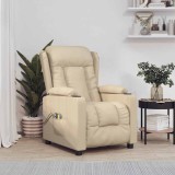 VidaXL Fotoliu de masaj electric rabatabil, crem, textil