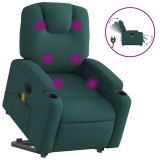 Cumpara ieftin Fotoliu electric masaj rabatabil / ridicare verde inchis textil