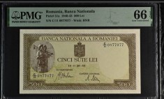 500 lei 1943 PMG66 RAR Unc bancnota gradata foto