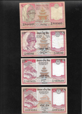 Set Nepal 4 x 5 rupees diferite foto