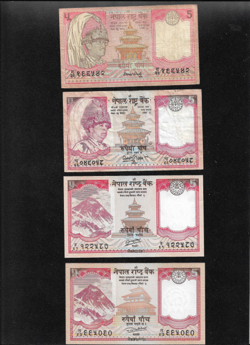 Set Nepal 4 x 5 rupees diferite