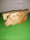Z - Sculptura PUZZLE in LEMN , realizata de sculptorul suedez Gunnar Kanevad , arta abstracta scandinava