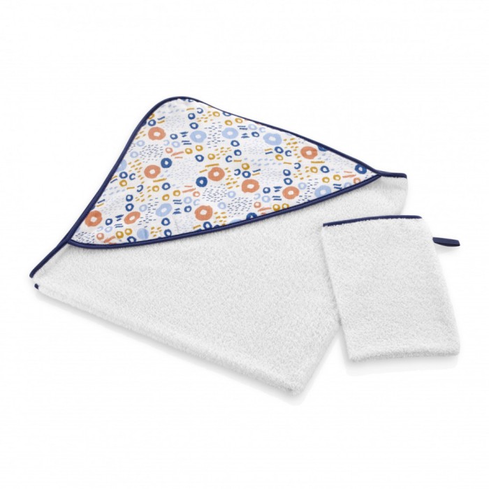 Set prosop si manusa de baie 72x72 cm babyjem (model: inele colorate)
