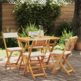 vidaXL Set Bistro pliabil cu 5 piese și perne din lemn solid de acacia
