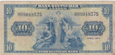GERMANIA 10 MARK MARCI 1949 aVF foto