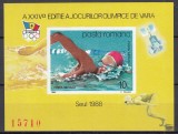 ROMANIA 1988 LP 1204 JOCURILE OOLIMPICE DE VARA SEUL OLIMPIADA COLITA NEDANTELATA STARE MNH