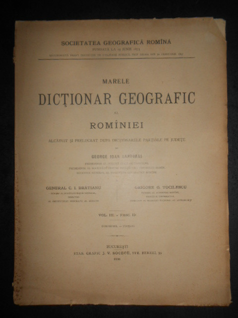 George Ioan Lahovari - Marele dictionar geografic al Romaniei. vol. 3, fasc. 2