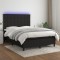 vidaXL Pat cu arcuri, saltea și LED, negru, 140x200 cm, textil 3134879