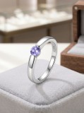 Inel Solitaire din Argint 925 cu Zirconiu Violet Lila