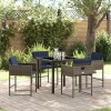 VidaXL Set de masă pentru grădină cu pernă 5 pcs Gri Rattan poli 3380032