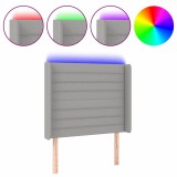 Cumpara ieftin Tablie de pat cu LED, gri deschis, 93x16x118/128 cm, textil