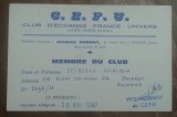 QW13 6 - 1967 - Carnet de membru - Club d&#039;echange France univers, Documente