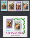 Dominica 1969 - Crăciun - Picturi de Raphael, Lippi, Botticelli, Perugino, 2 Serii + Colita NDT, MNH