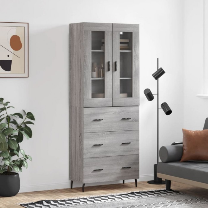 vidaXL Dulap &icirc;nalt, gri sonoma, 69,5x34x180 cm, lemn compozit