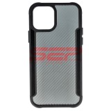 Husa Carbon Fiber TPU+PC Neagra pt. Apple iPhone 12 Pro - Protectie Premium