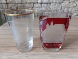Vand doua pahare biedermeier decorate prin gravarea sticlei,deosebite