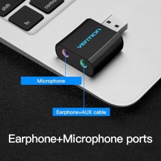 PLACI de SUNET Vention USB External Sound Card Black Metal Type, &amp;quot;VAB-S17-B&amp;quot; (timbru verde 0.08 lei)