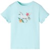 Tricou copii cu m&acirc;neci scurte, turcoaz deschis, 104, vidaXL