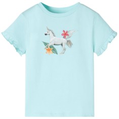Tricou copii cu m&acirc;neci scurte, turcoaz deschis, 128
