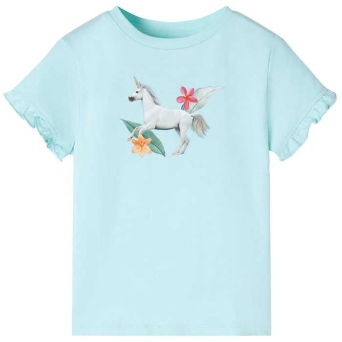 Tricou copii cu m&acirc;neci scurte, turcoaz deschis, 104