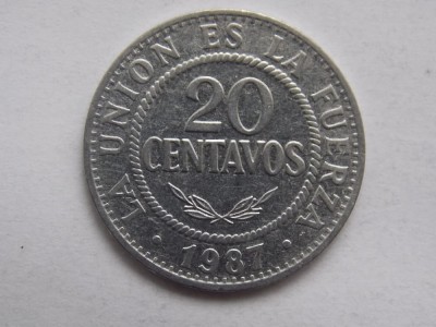 20 CENTAVOS 1987 BOLIVIA foto