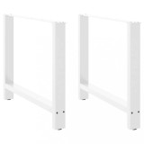 VidaXL Picioare masă de sufragerie albe, 2 buc., 100x(72-73) cm, oțel