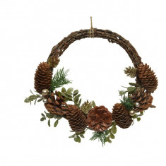 Decoratiune - Wreath Twig Pinecones, Berries, Tree | Kaemingk