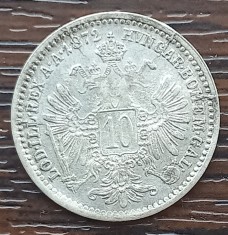(A843) MONEDA DIN ARGINT AUSTRIA - 10 KREUZER 1872, FRANZ JOSEPH, EROARE DE BATERE, MATRITA SPARTA