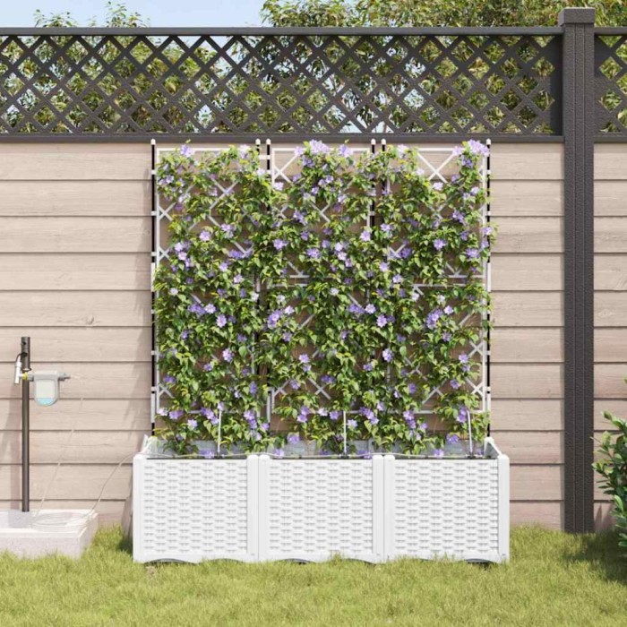 vidaXL Ghivece pentru grădină Alb 120 x 40 x 142 cm Oțel 42002921