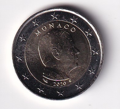 Monaco 2 Euro 2020 - Albert II (2nd map) KM-195 UNC !!!