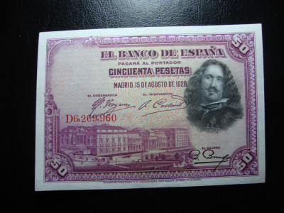 SPANIA 50 PESETAS 1928 AUNC++ foto