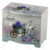 Cutie de bijuterii dulapior din lemn cu trei sertare si oglinda 18&times;15 CM &ndash; Lavender