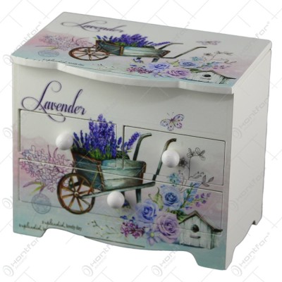 Cutie de bijuterii dulapior din lemn cu trei sertare si oglinda 18&amp;times;15 CM &amp;ndash; Lavender foto