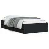 Cumpara ieftin Cadru de pat cu sertare, negru, 75x190 cm, lemn prelucrat