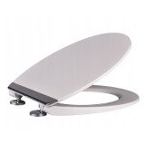 Capac WC inchidere silentioasa, duroplast alb, aplicatii gri, placa antibacteriana, Sepio