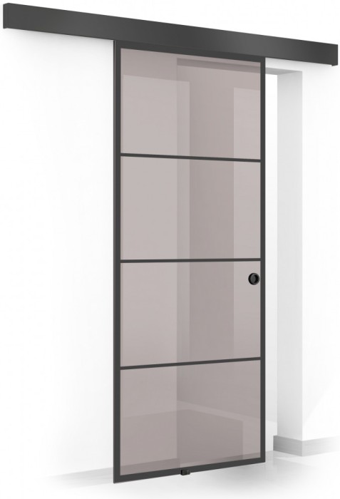 Usa glisanta Boss &reg; Black, model Park negru, 90x215 cm, sticla 8 mm bronz securizata, culisanta in ambele directii