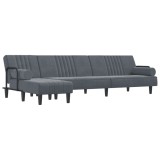 Cumpara ieftin Canapea extensibila in forma de L gri 260x140x70 cm catifea