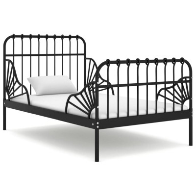 vidaXL Cadru de pat extensibil, negru, 80x130/200 cm, metal foto