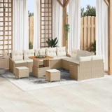 VidaXL Set de canapele pentru grădină cu pernă 13 pcs Bej Rattan poli 3362711